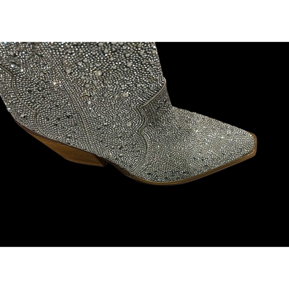 Steve Madden Silver Crystal Embellished Western Booties - Picture 6 of 9